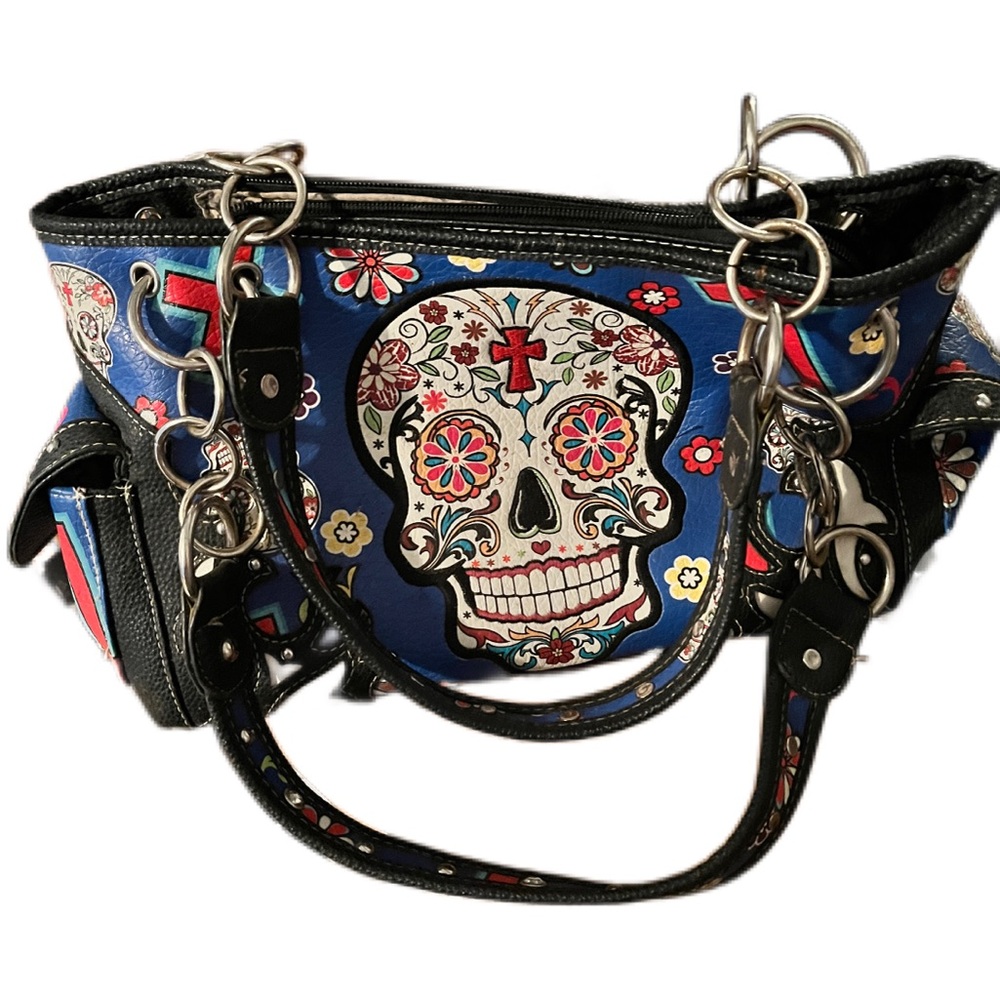 Colorful Skull Design Handbag